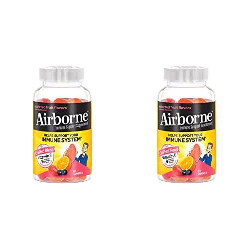 Airborne Vitamin C 750Mg (Per Serving) - Assorted Fruit Gummies (63 Count In A Bottle), Gluten-Free Immune Support Supplement With Vitamins C E, Selenium (Pack Of 2) #TOP11