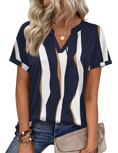 Image of Zeagoo Womens Tops Short Sleeve Summer V Neck Shirts Work Blouses Business Outfits Fashion Clothing
