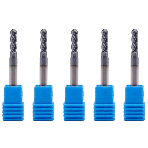 Image of BestParts 5Pcs 5 /32 inch 4 Flute Solid Carbide Ball Nose End Mill, AlTiN Coated | 30 Degree Helix, 5 /32 inch Cutting Diameter, 3 /16 inch Shank Diameter, 9 /16 inch Length of Cut, 2 inch Overall Length