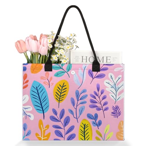 Abstract Summer Plants Tote Bag for Women Large Beach Bag Reusable Tote Bags for Work Travel Beach Shopping3