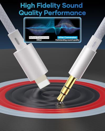 layajia Aux Kabel Auto für iPhone, Lightning auf 3.5mm Audiokabel Nylon Geflochten, lightning auf klinke Kabel HiFi Audio Cable Kompatibel mit iPhone 14/13/12/11/Auto/Lautsprecher/Kopfhörer-1.2M