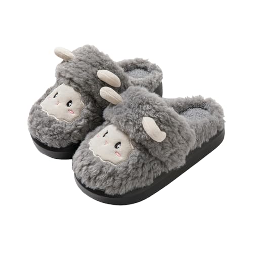 JUTONGCHANGCute little goat slippers, men's women's indoor warm slippers, winter slippers, women's home slippers, parent-child creative slippers