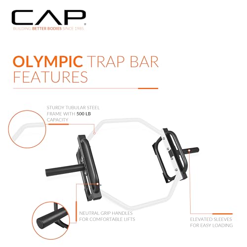Image of CAP Olympic Trap & Shrug Bar with Elevated Grip, 500-Lb Capacity
