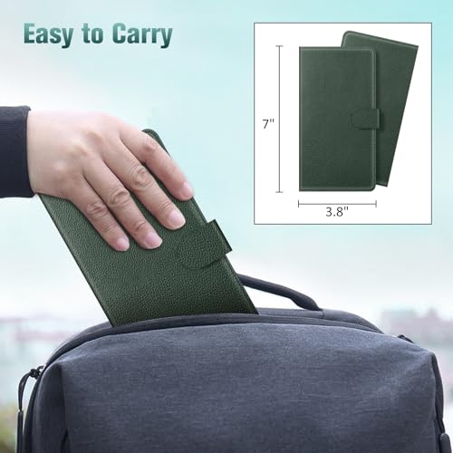Image of FINTIE Checkbook Cover for Personal Checkbook, RFID Blocking Big Capacity Standard Register Duplicate Checks with Pen Holder, Cards Slots