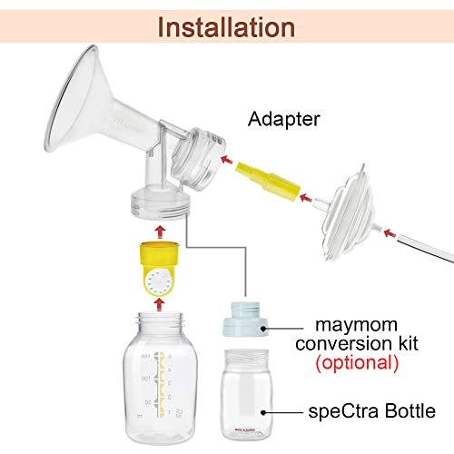 Image of Maymom Flange Adapter Compatible with Selected Medela Breastshield, Compatible with Spectra Backflow Protector, Connects Maymom /Medela Breastshield and Spectra S1 S2 Backflow Protector, 4pc Yellow