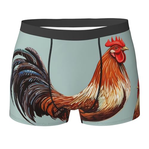Chicken Print Men's Underwear Moisture Wicking Boxer Briefs Performance Stretch Boxers Trunks for Men
