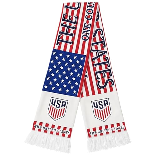 Bllavie 2026 USA Soccer Fan Scarf Double-Sided American National Team Scarves for Game Day Wear Lightweight Polyester Supporter Scarf for Tournament Watch Party US Football Fan Gift