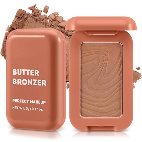 Boobeen Soft Matte Bronzer, Contour Palette Powder for Face, Bronzing Powder Natural Blush Powder for Contouring, Long-lasting Buildable, Bronzed Shimmer