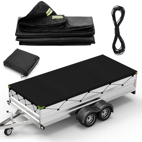 Lona para Remolque 214×122×13 cm,Lona Impermeable Exterior,Lona de protección con Cuerda de Lona Y Bandas Reflectantes,para Varios Modelos de remolques de automóviles de 750kg