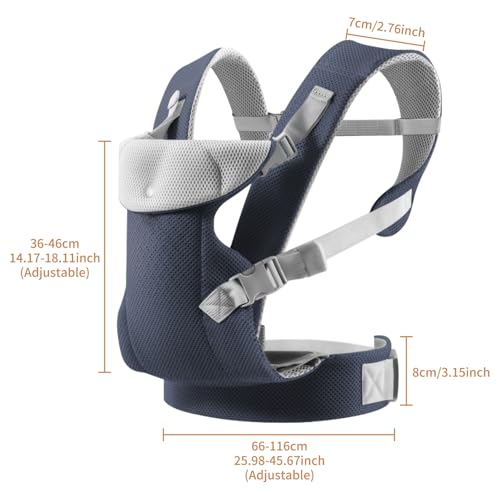 IULONEE Mochila Portabebes para Niños Multifunción Porteo para Bebés Delantera y Trasera Baby Carrier Wrap Ergonómicas Portabebés Recien Nacido Ajustable Porteo Bebe Niños de 3-36 Meses (Azul Marino) - imagen 2
