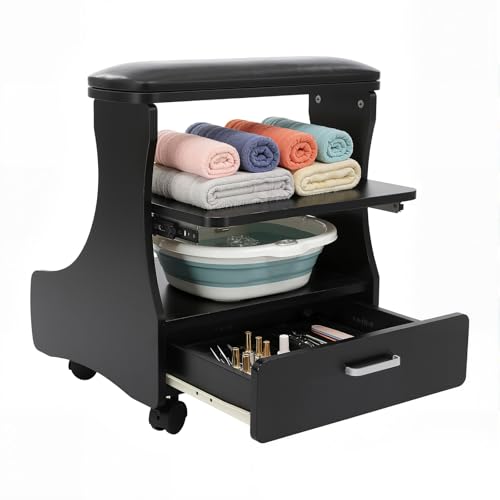 Reposapiés para pedicure con ruedas y cajón práctico miniatura 1