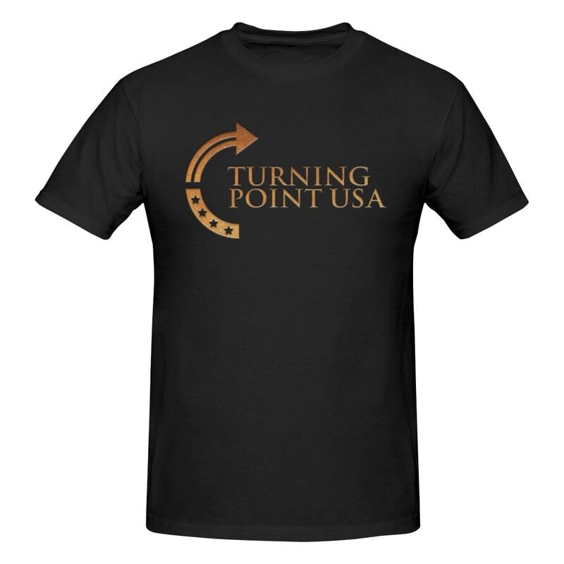 Turning Point USA Gold Crew Neck Short Sleeve T-Shirt for Men Cotton T-Shirts