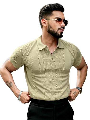 Image of Maniac || Mens || Solid Textured || Polo Neck || Half Sleeve || Cotton || Polo T-Shirt