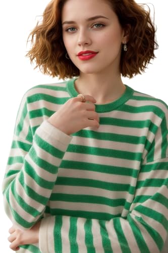 Cute Striped Cashmere Tops，2025 New Long Sleeved Color Blocked Round Neck Sweater，Suitable for Home School Travel