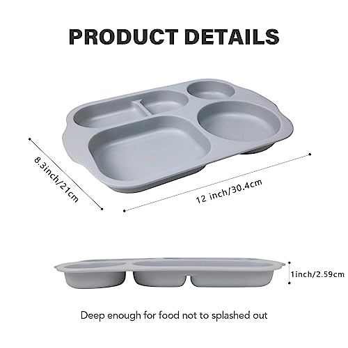 greenandlife Unbreakable Plastic Dinner Plates, Portion Control Plates with 5 compartments, 4Pcs Reusable Divided Plate Set - Image 2