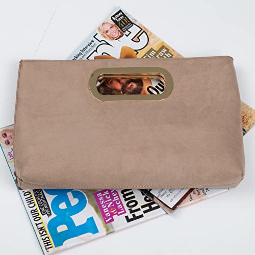 Image of Top Handle Faux Suede Clutch