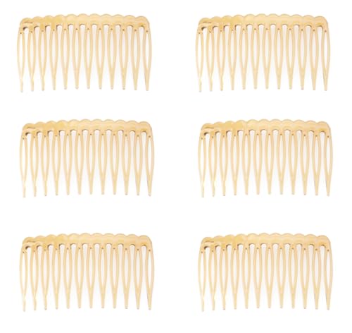 6 Pcs 12 Teeth Hair Side Combs 6.8 x 3.8 cm Tortoise Hairpin (Light Brown) image 5