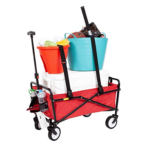 Seina Steel Compact Collapsible Folding Outdoor Portable Utility Cart in Red
