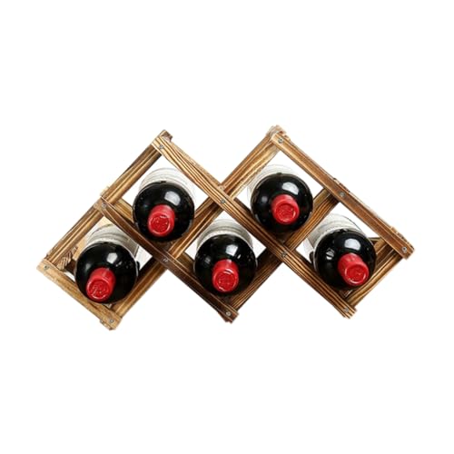 Gatuida Botellero de Madera Maciza Plegable para Botellas Color Carbonizado Soporte Individual para Vinos Organizador para Hogar Bares y Clubs