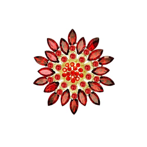 Image of Large Crystal Flower Brooch Pin for Women Red purple pink green Rhinestone Flower Lapel Pin Wedding Party Birthday Dance Banquet Dress Suit Ceremony Clothes Hat Bag Accessories Jewelry