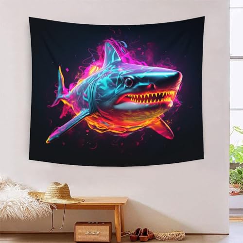 Tapisserie murale requin 3D en tissu pour décorer une chambre d'ado moderne