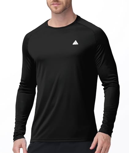ZITY Men's UPF 50+ Sun Protection Shirts Long Sleeve Lightweight Rash Guard UV SPF Fishing Hiking Running Workout T-Shirt Black