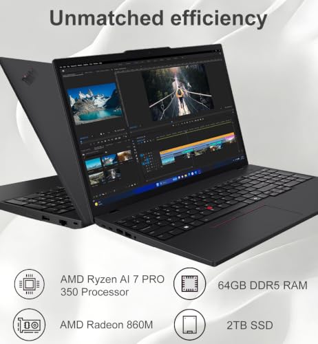 Image of Lenovo ThinkPad T16 Laptop, AMD Ryzen AI 7 PRO 350, 64GB DDR5, 2TB SSD