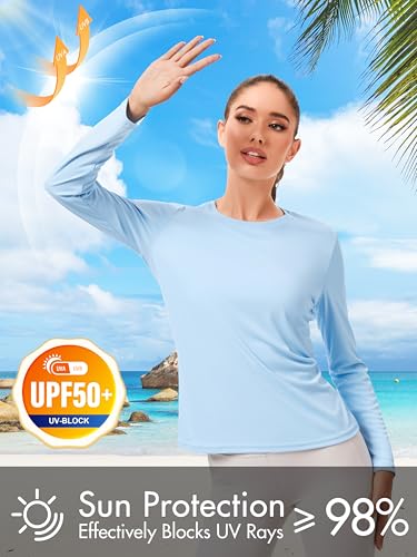 2 Pack Rash Guard for Women UPF 50+ Sun Shirts UV Protection Long Sleeve Workout Tops Lightweight Quick Dry Swim Hiking Shirt2