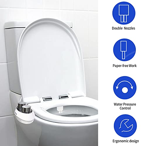 Amazqi YONSON-2 Bidet For Toilet - Bidet Toilet Seat Attachment With Water Pressure Control, Self-Cleaning Dual Nozzles, Non-Electric Bidet, Easy To Install, Fresh Water Spray For Posterior & Feminine Wash thumb #5