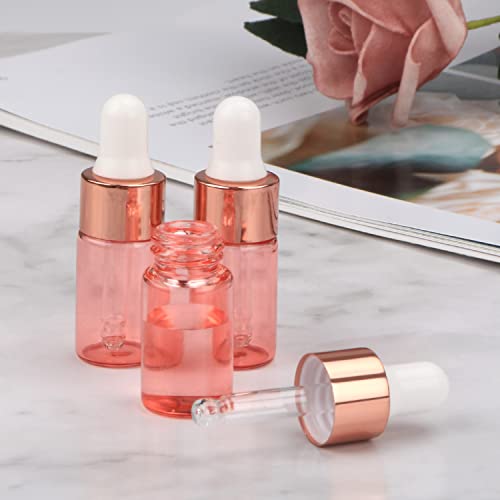 Wresty 15 Pcs Pink Glass Dropper Bottle Essential Oil Dropper Bottles Mini Glass Vials Cosmetic Liquid Container Perfume Aromatherapy Sample Bottles With Glass Eye Dropper (3ml (3/4 Dram)) - Image 6