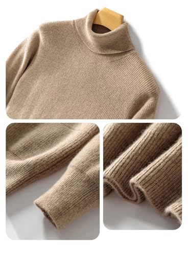 Men's Solid Merino Wool Sweater Turtleneck Knitted Pullover Thickening Tops Long Sleeve Jumpers3