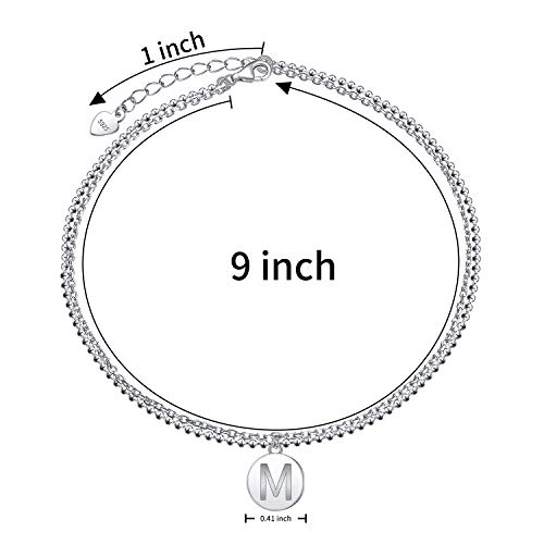 FLYOW M Initial Anklet for Women S925 Sterling Silver Adjustable Foot Ankle Bracelet Letter Alphabet Anklets Jewelry - Image 5