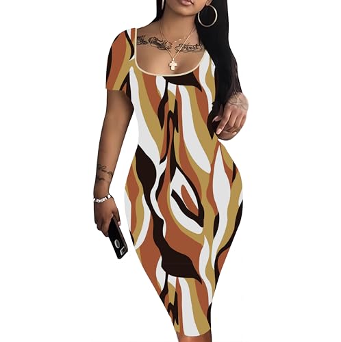 Image of Mrskoala Women's Casual Basic Pencil Dress Bodycon Summer Sexy Club Midi Dresses