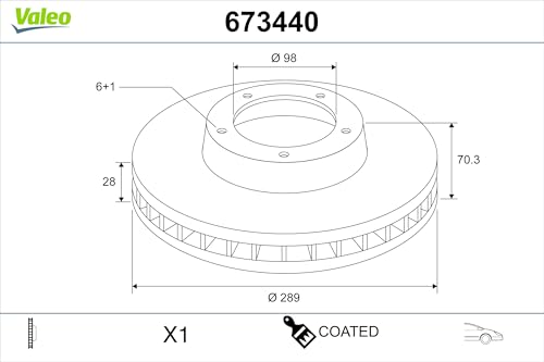 Disque de frein ventilé Valeo 673440 avec revêtement protecteur durable - 2