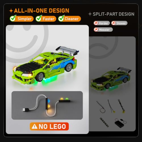 Image of LIGHTAILING Led Light Compatible with Lego-42229 Fast and Furious Mitsubishi Eclipse Car - Easy Install, Hidden Wiring, Home Decor & Gift-Ready (Model Not Included)