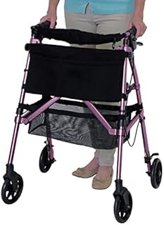Stander EZ Fold-N-Go Rollator, Lightweight Folding Mobility Rolling Walker for Seniors and Adults, 6-inch Wheels, Locking Brakes, and Padded Seat with Backrest, Regal Rose