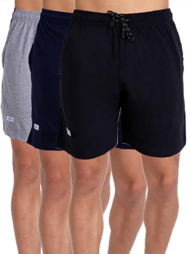 Image of T.T. Cotton Blend Shorts for Men | Regular Fit | Elasticated & Zipper | 2 Sided Pockets & 1 Back Pocket | Solid | Above Knee Length Bermuda Short | Ideal for Casual Outings