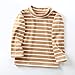 Children's Undershirt Autumn and Winter New Semi High Neck Striped High Stretch Top Long Baby Girl Cute (C, 3-4 Years)