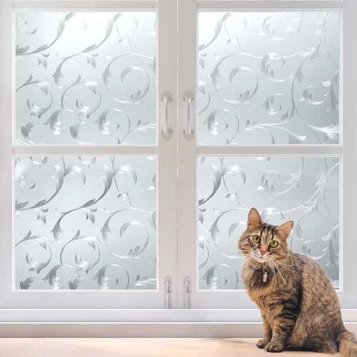 rabbitgoo 3D Fensterfolie Blickdicht Sichtschutzfolie Milchglasfolie...