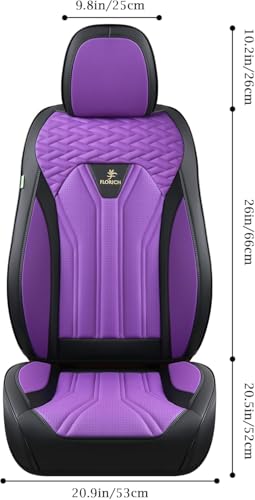 Image of FLORICH Leather Seat Covers for Car Waterproof Front Seat Covers 2 Pack Purple Car Seat Cover Universal Driver Seat Protector for Most Cars Trucks SUV