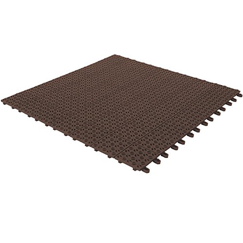 Dalles flexibles en plastique 55,5 x 55,5 cm pour intérieur, extérieur et jardin, Marron, drainant et autobloquante 4 pièces Cover