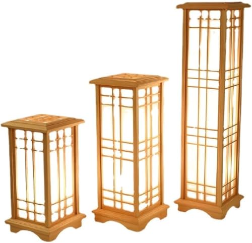 CokBluフロアスタンドライト 和風木製デザイン ベッドサイドランプ兼用 間接照明で柔らかい光を演出 庭園灯や卓上スタンドとしても活用可能 置き型おしゃれ照明 リビング・ベッドルーム・畳の部屋・寝室等多空間対応