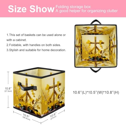 Boîte de rangement pliable compacte et solide avec motif croix jaune