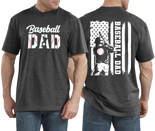 Game Day Shirt for Men Baseball Dad T Shirt Funny Baseball Season Shirts Game Day Short Sleeve Tees Tops(Darkgrey XXL)