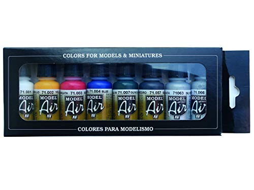 Vallejo Basic Colors Model Air Paint, 8 bottles X 17ml