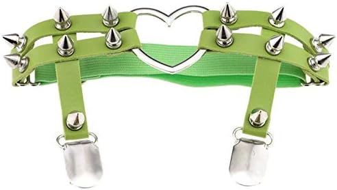 1PC Women Rivet Punk Heart Thigh Rings Harness with Clip Stocking Suspender Elastic Garter Belt