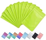 Plaphy 100 Bolsas Zip Herméticas Planas, Bolsas Mylar Coloridas con Cierre Resellable, Bolsas de Aluminio Autocierre para Empaque, Organización y Almacenamiento de Alimentos (Verde, 12 x 20 cm)