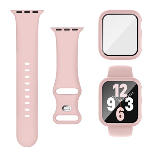 Joehwerr 3-in-1 Compatible for Apple Watch Straps 40mm with Case & Screen Protector