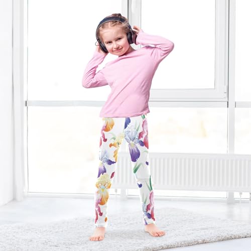 Girls' Leggings Purple Iris Flower Yoga Leggings Pants Tights Trousers Dance Pants Cute Girl Clothes, 4T4