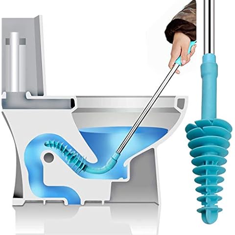 Samshow Toilet Plunger Toilet Dredge Designed for Siphon-Type, Power Cleaned Toilet Pipe, Patented, Stainless steel Handle with Wall Hook Cover